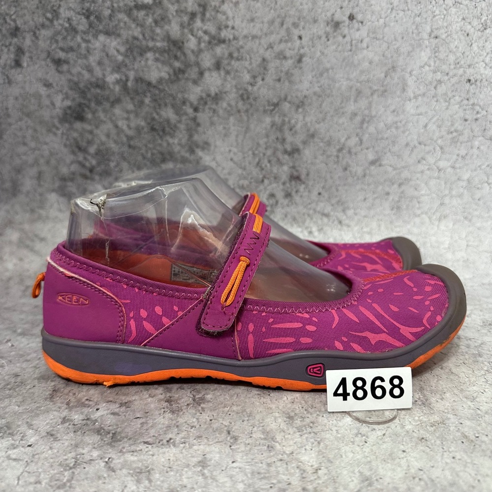 KEEN Moxie Mary Jane Kids Size 5 Purple Pink Orange Hook Loop Strap Casual Flats